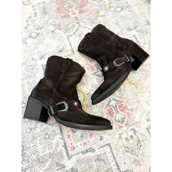 New Free People Lady Lonestar Suede Western Boots - Picture 5 of 8